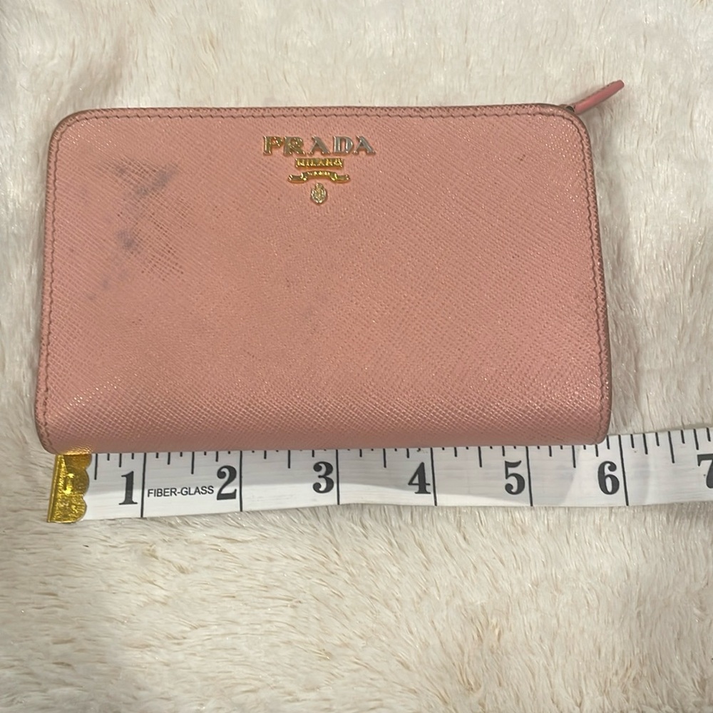 Prada Pink Saffiano Leather Medium Compact Wallet Authentic